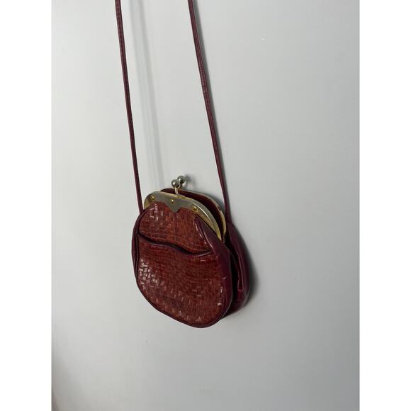 Vintage Woven Crossbody‎ Purse Women One Size Brown Leather Clasp Closure - Picture 5 of 9